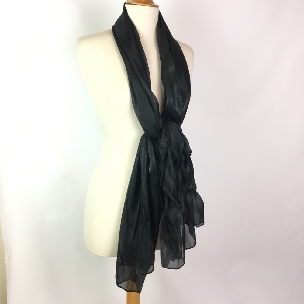 Organza Sheer Black scarf turban shawl hijab NWOT